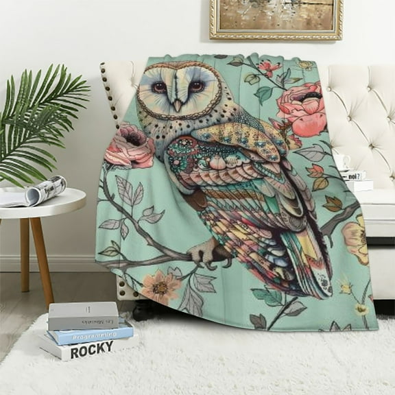 Shiartex  Cute Owl Blanket Gifts for Adult Women &amp; Mom Bed for Living Room Bedding Couch Soft Warm Lightweight Cozy Throw Owls Sitting on The Branches Blankets Mother's Day Christmas Decor  White