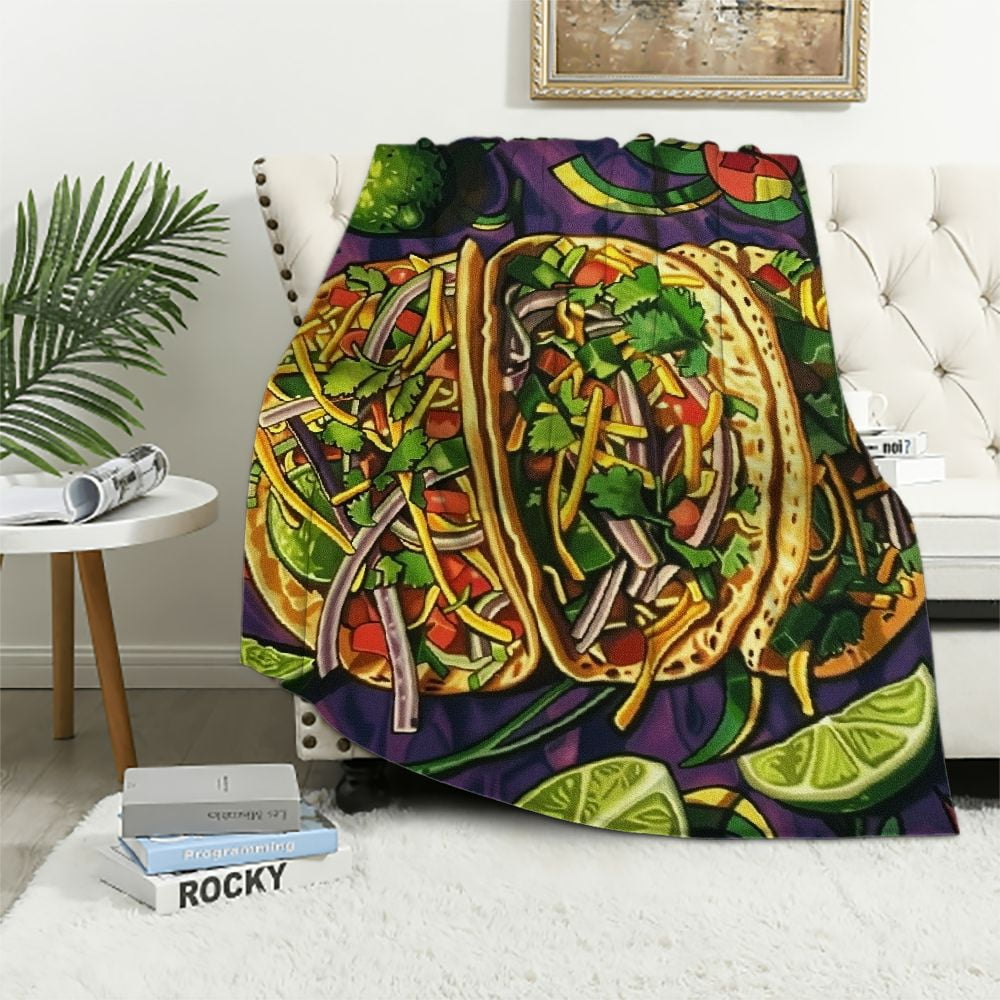 Shiartex Cute Taco Throw Blanket Gifts for Kids Adults Soft Warm