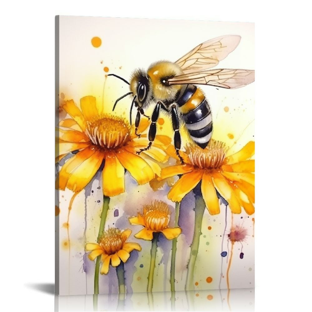 Shiartex Daisy Bee Wall Art Flower Pictures Wall Decor Abstract