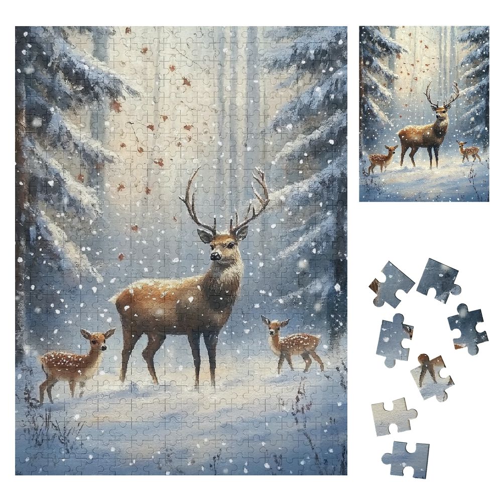 Shiartex Deer Snow Trees Wooden Jigsaw Puzzle Home Decor Party Gift Toy ...