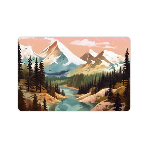 Shiartex Diatom Mud Floor Mat Indoor Outdoor Mountain Lake Trees for Home Entrance Outside Entry 24x16in