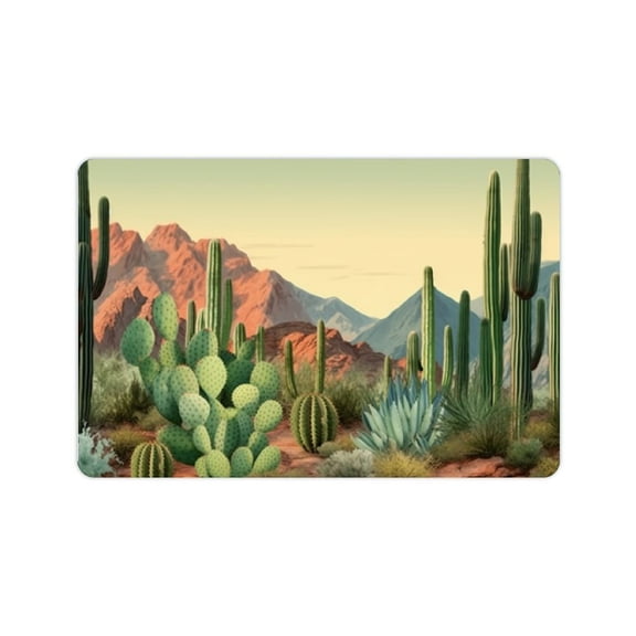 Shiartex Diatom Mud Mat Floor Mat Indoor Outdoor Cactus Mountains Sky for Home Entrance Outside Entry 24x16in