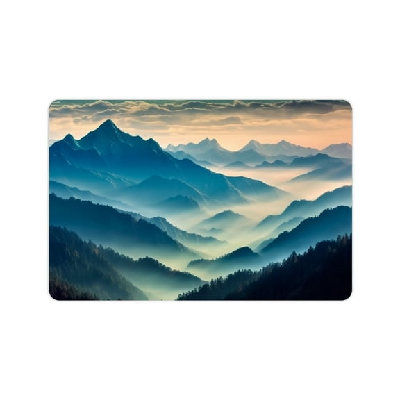 Shiartex Diatom Mud Mat Floor Mat Indoor Outdoor Mountain Range Clouds Trees for Home Entrance Outside Entry 24x16in
