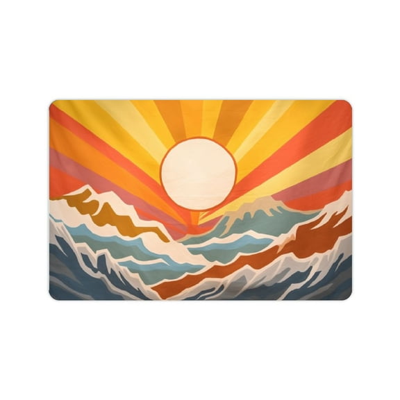 Shiartex Diatom Mud Mat Floor Mat Indoor Outdoor Mountain Range Sun Sky for Home Entrance 24x16in