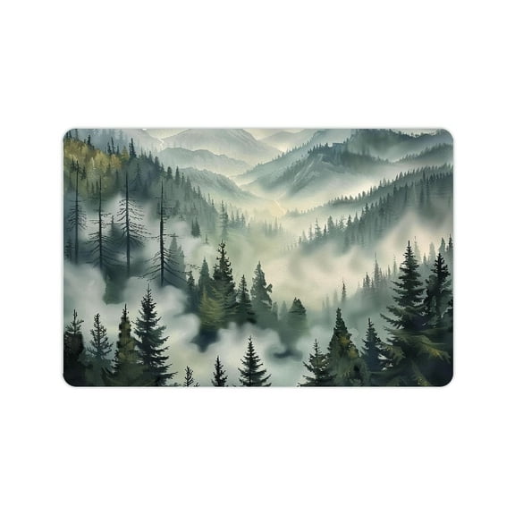 Shiartex Diatom Mud Mat Indoor Outdoor Mountains Trees Fog Design 24x16in