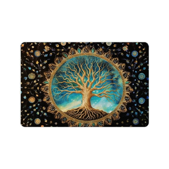 Shiartex Diatom Mud Mat Indoor Outdoor Tree of Life for Home Entrance Outside Entry Stylish Black Backing 24x16in