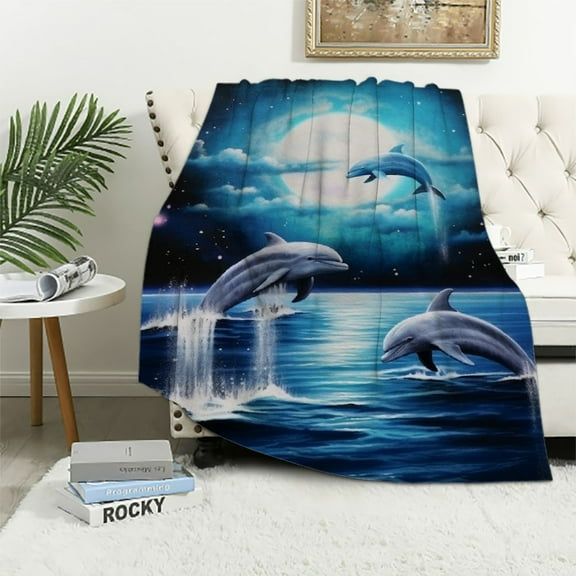 Shiartex Dolphin Throw Blanket, Adorable Super-Soft Dolphin Blanket for Girls, Kids, Teens, Adults and Children, Cute Dolphin Blanket Warm and Cozy Throw for Bed Crib or Couch