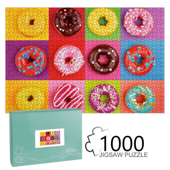 Shiartex Donut Puzzles for Adults Colorful Sweet Treat Jigsaw Puzzle, Vibrant Dessert Scene, Relaxing Family Game, Home Decor Gift for Adults, Couples