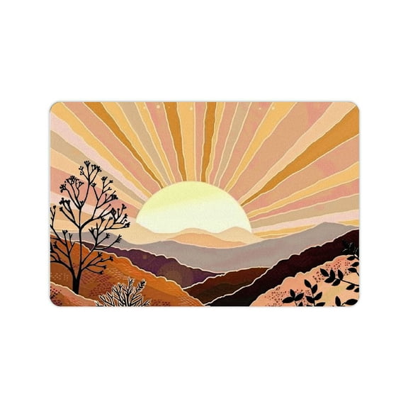 Shiartex Doormat Entrance Mat Sun Trees Outdoor Indoor Use 24x16in