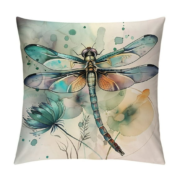 Shiartex Dragonfly Throw Pillows, Watercolor Dragonfly Outdoor Pillowcase White