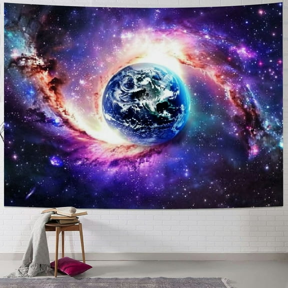 Shiartex  Earth Galaxy Tapestry Planet Universe Starry Sky Tapestry Wall Hanging Cosmic Outer Space Tapestry Psychedelic Nebula Headboard Bedspread for Bedroom Living Room Decor  40x30inch