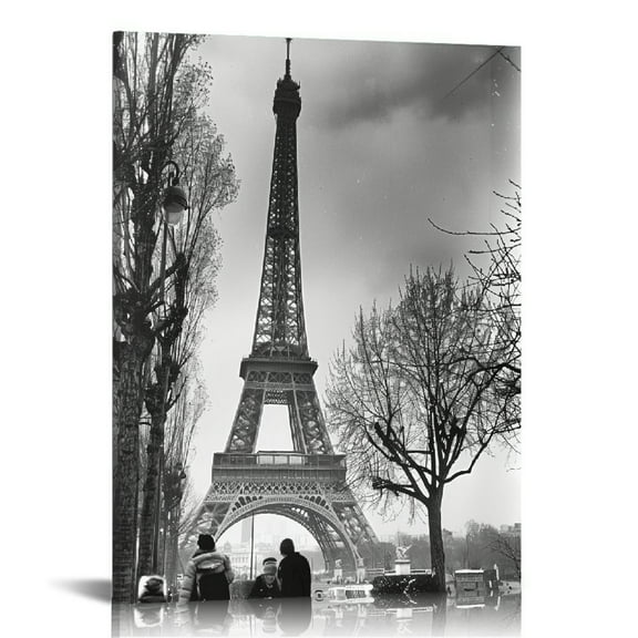 Shiartex Eiffel Tower Wall Art Framed Landscape Pictures Canvas Wall Art Decor Black and White Wall Art Canvas Paintings Living Room Bedroom Prints Modern Artwork for Bathroom Kitchen Office
