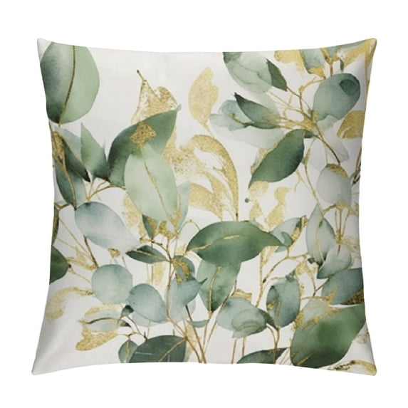 Shiartex Eucalyptus Leaf Pillow Covers Watercolor Pillow Sage Green Leaf Pillow Covers Gold Leaves Modern Throw Pillows Cover Decor Gifts for Bed Couch Sofa Living Room