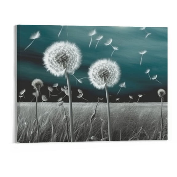 Shiartex Fall Decor Full Moon Dandelion Canvas Wall Art Picture 20x16in for Living Room Bedroom 20x16in