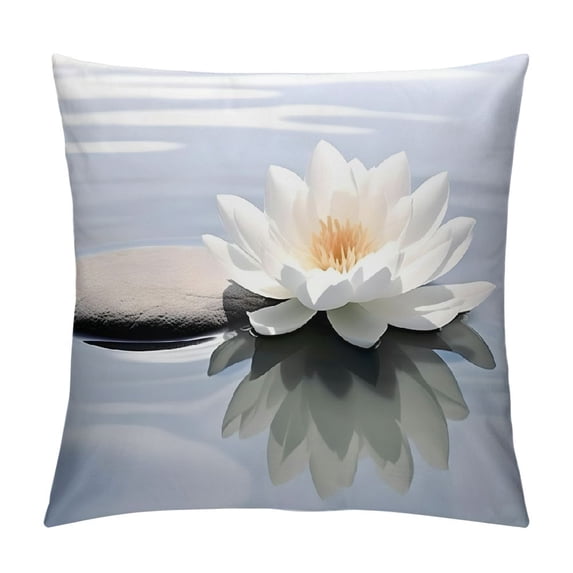 Shiartex Fall Decor Lotus and Stone Pillow Covers for Couch Sofa Indoor Outdoor with Zipper Closure Throw Pillow Cover 1PC 12x12in