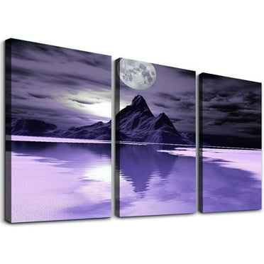 Shiartex Fall Decor Purple Coast Wall Art Canvas Prints 3 Piece Set 12x16x3pcs