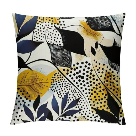 Shiartex Fall Leaves Print Pattern Square Printed Cushion Cover, Slipover Pillowslip for Home Sofa Couch Chair Back Seat, ,Orange and White