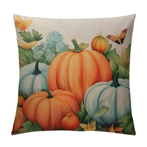 Shiartex Fall Pillow Covers Colorful Pumpkins and Fallen Leaves Decorative Throw Pillow Outdoor Square Thanksgiving Autumn Farm Cushion Cover Decor for Home Couch Sofa