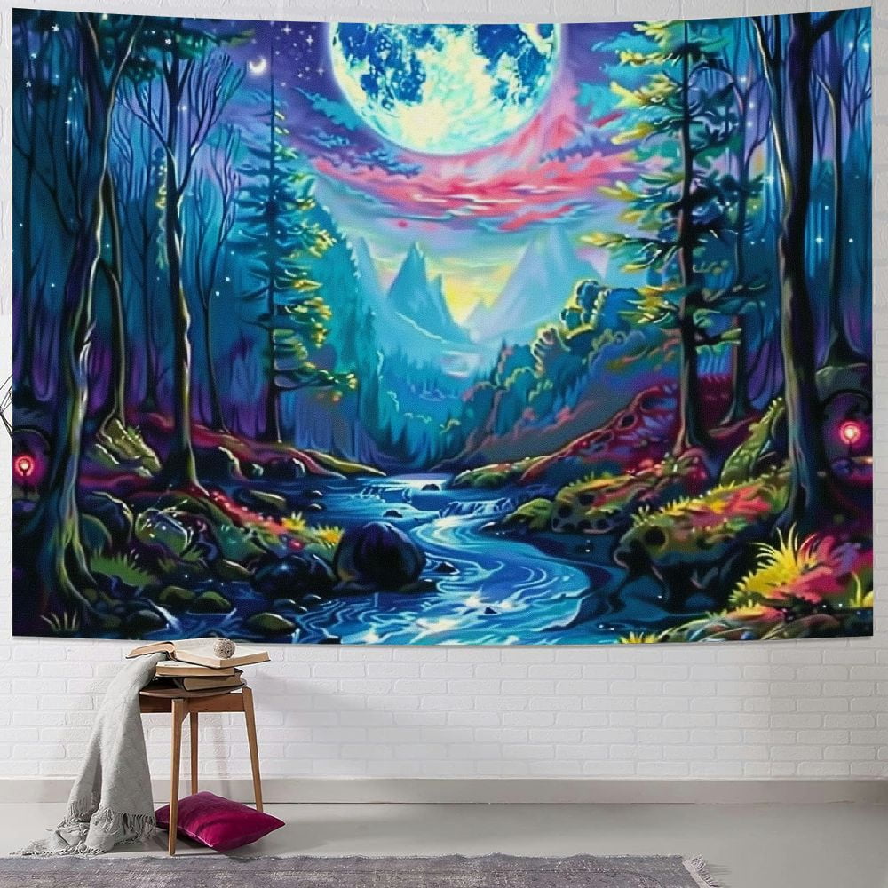 Shiartex Fantasy Forest Starry Tapestry Galaxy Night Sky Tapestry ...