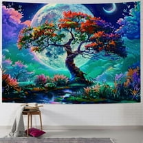 Shiartex  Fantasy Moon Tapestry Trippy Tree Tapestry Tree of Life Tapestry Neon Aesthetic Tapestry Nature Landscape Tapestry Wall Hanging for Bedroom  40x30inch