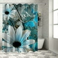 thumbnail image 1 of Shiartex Farmhouse Floral Shower Curtain Turquoise Teal Daisy Flowers Butterfly Shower Curtain Modern Abstract Geometric Grey and White Shower Curtain Bathroom Fabric 60x72, 1 of 7