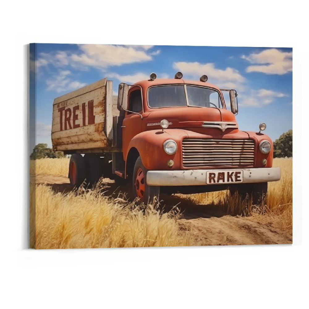 Shiartex Farmhouse Truck Wall Art, Old Truck Wall Art, Farmhouse Canvas