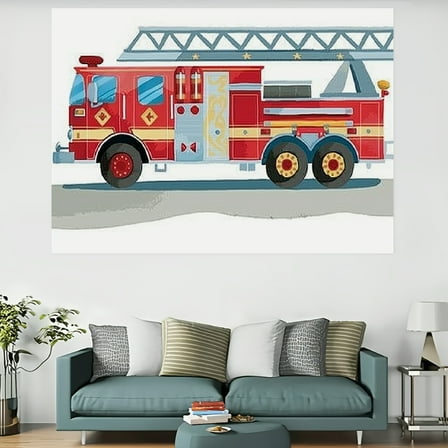 Shiartex Fire Truck Wall Tapestry Art 100% Polyester Decorative Hanging 60x40in