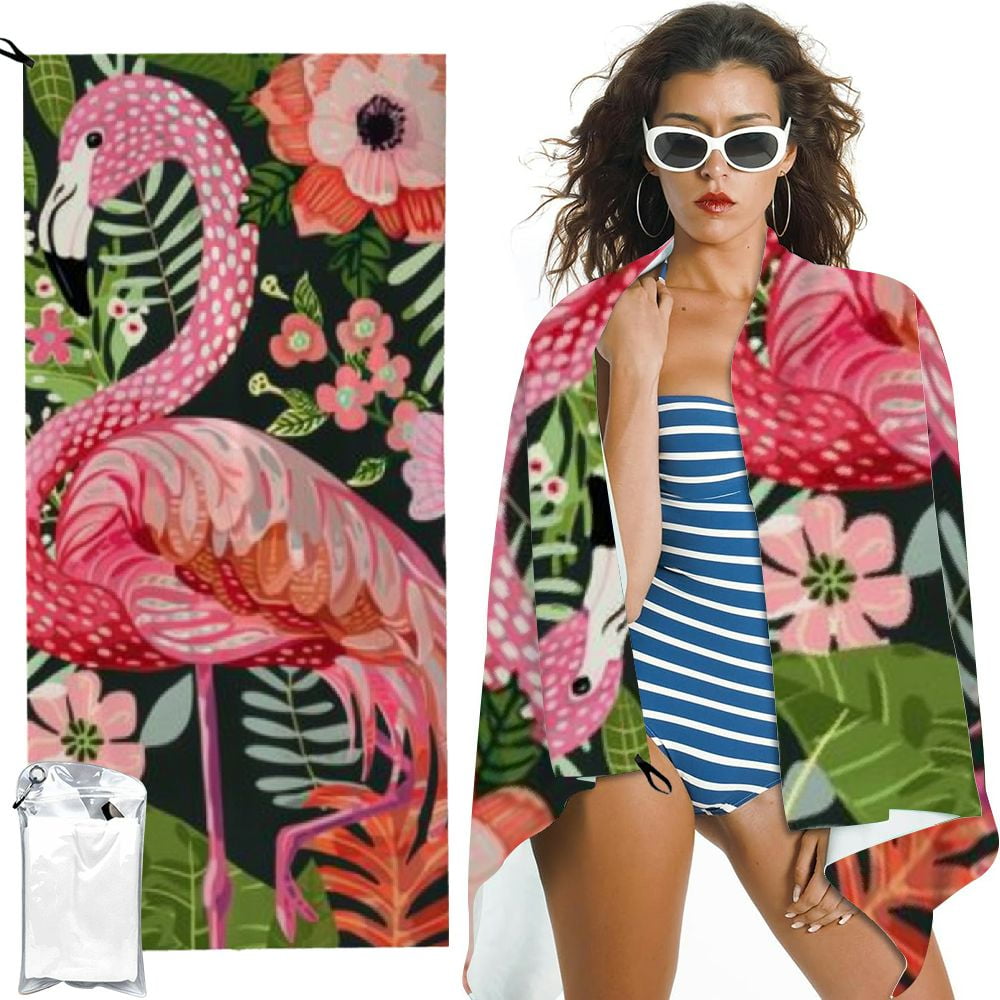 Shiartex Flamingo Beach Towel for Women, Microfiber Beach Towels for ...