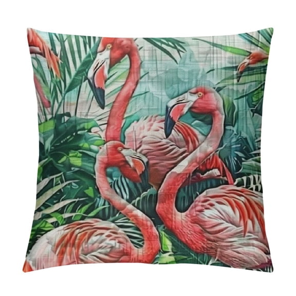 Shiartex Flamingo Throw Pillow Cover Couch Pillow Case Square Outdoor Pillow Sofa Bed Lumbar Pillowcase Decorative 12x12in