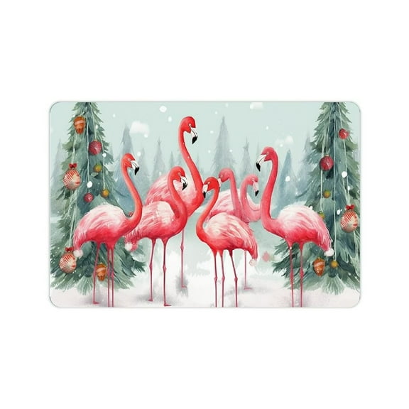 Shiartex Flamingos Christmas Doormat Entrance Mat for Home with Non-Slip Backing 24x16in
