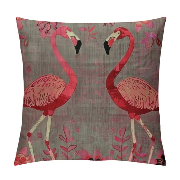 Shiartex Flamingos Pattern Pillow Covers Sweet Family Throw Pillowcase Vintage Pink  Decorative Cushion Covers Square Outdoor Indoor Couch Bedroom Multi Size