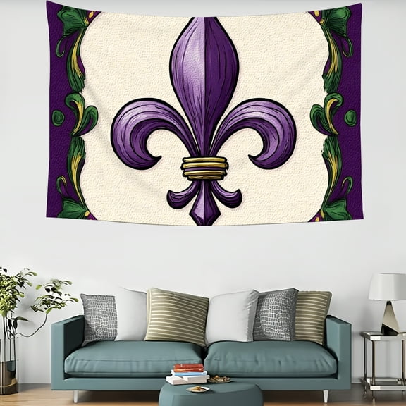 Shiartex Fleur De Lis Tapestry Home Decor 100% Polyester Wall Art Hanging for Decorative Bedroom Living Room Decoration 60x40in