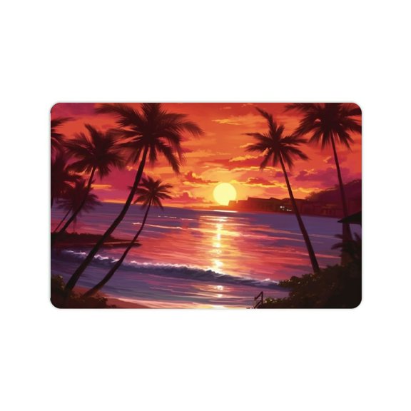 Shiartex Floor Mat Rug Sunset Tropical Beach Palm Trees for Home Entrance Outside Entry 24x16in