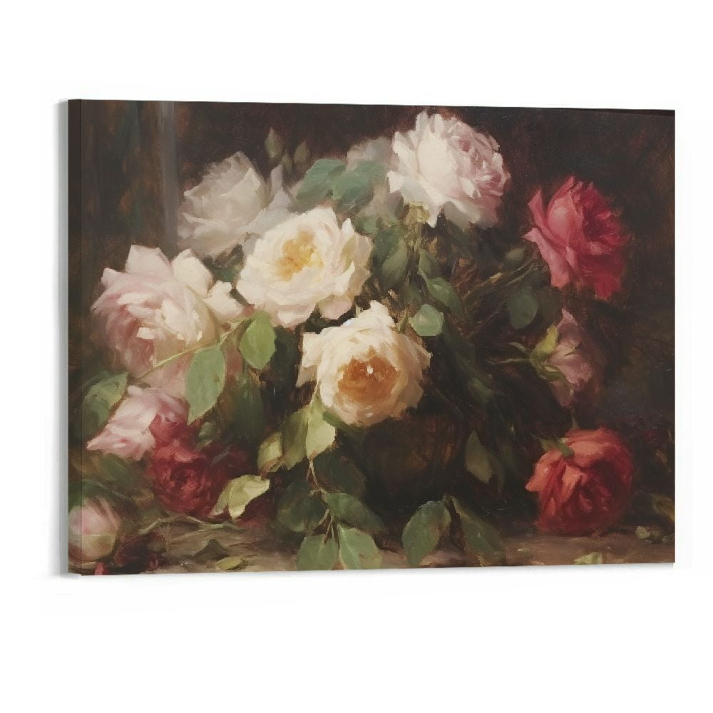 Shiartex Floral Framed Wall Art, Red Roses Bathroom Art Decor Aesthetic