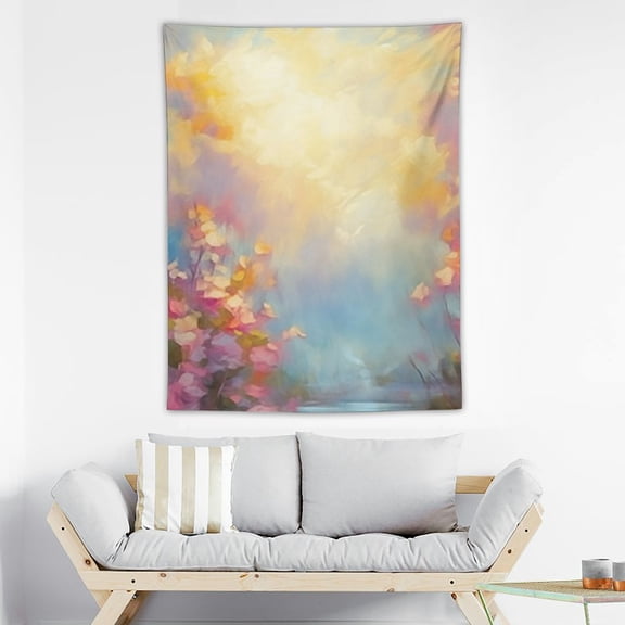 Shiartex Floral Tapestry, Flower Theme Spring Cherry Blossoms on The Grunge Background Vintage Pattern Print, Fabric Wall Hanging Decor for Bedroom Living Room Dorm, 30x40 Inch