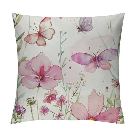 Shiartex  Floral Throw Pillow Covers Spring Summer Outdoor Decor Lumbar Pillow Cases for Home Couch Decorations Pink