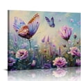 thumbnail image 1 of Shiartex Floral Wall Art Decor Purple Blooming Flower Pictures Prints on Canvas for Living Room Abstract Painting Decor for Bedroom Bathroom Butterfly Artwork for Home Office Kitchen Decoration, 1 of 6