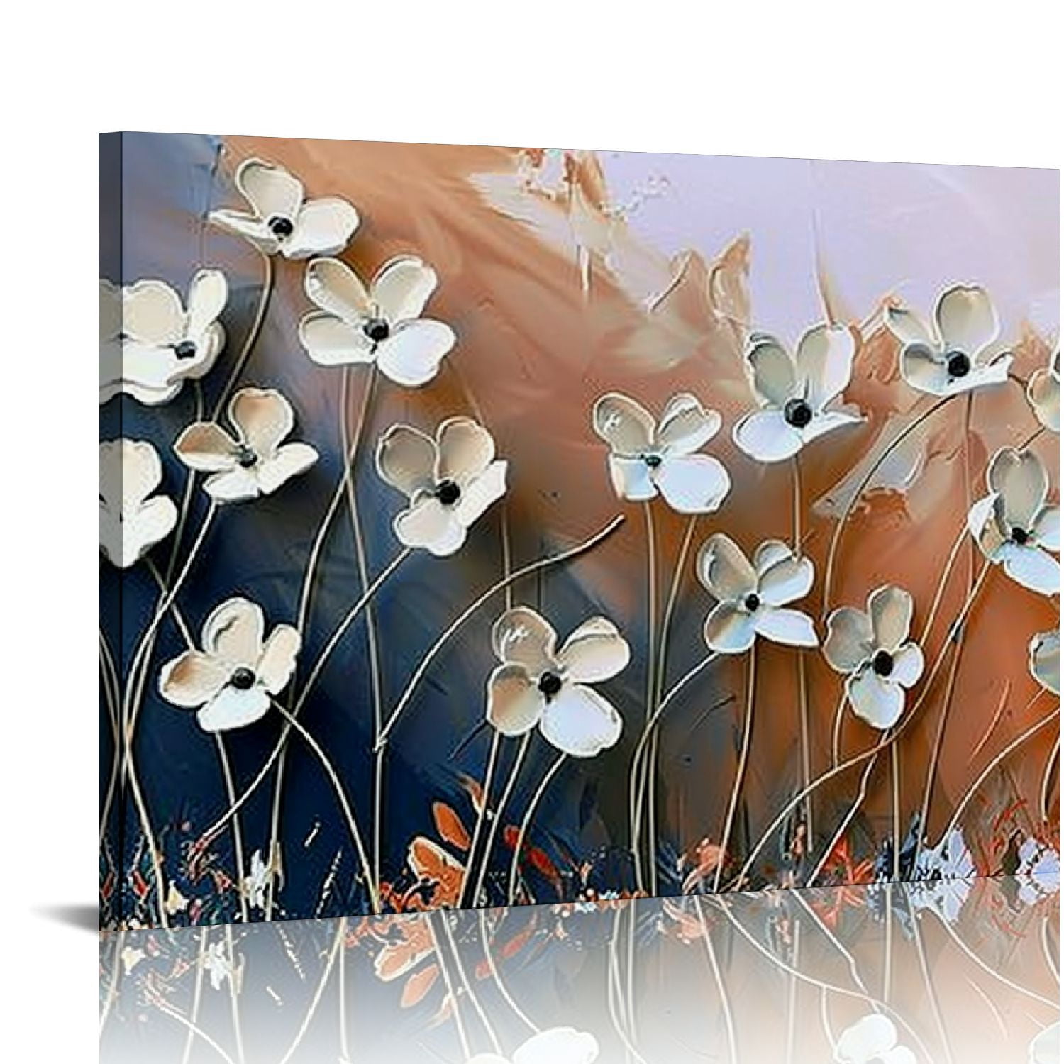 Shiartex Flower Canvas Wall Art with Painted Textured Modern Oil ...