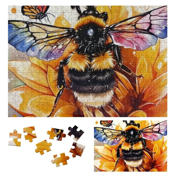Shiartex Flowers Bee Puzzles for Adults, Garden Bee Butterfly Jigsaw Puzzles, Nature Plant Impossible Animal Art Puzzle as Bee Home Decor 300 PCS