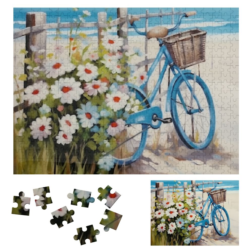 Shiartex Flowers Bicycle Beach Wooden Jigsaw Puzzle for Adults and Kids ...