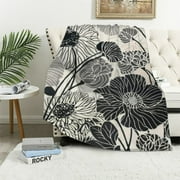 Shiartex Flowers Black and White Cozy Blanket Soft Warm Throw Blanket for All Seasons - Super Soft Blanket 40x50in