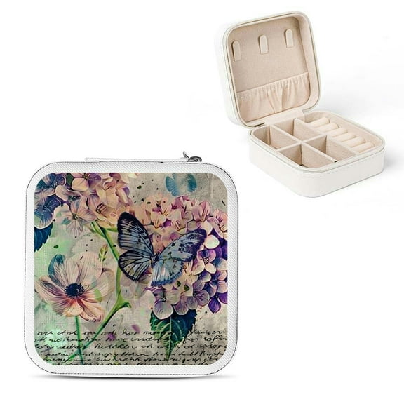 Shiartex Flowers Butterfly Friendship Small Jewelry Box for Women White