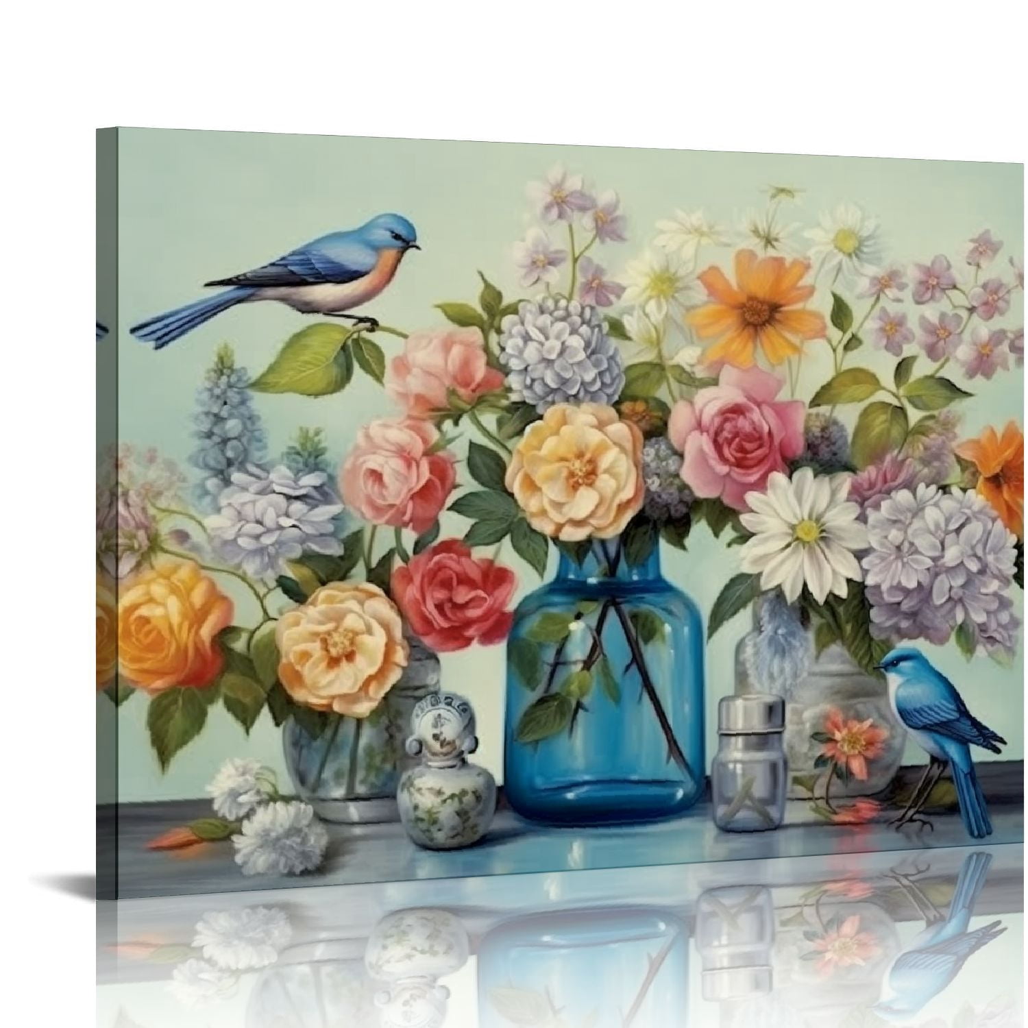 Shiartex Flowers Canvas Wall Art White Floral Canvas Pictures Rose ...