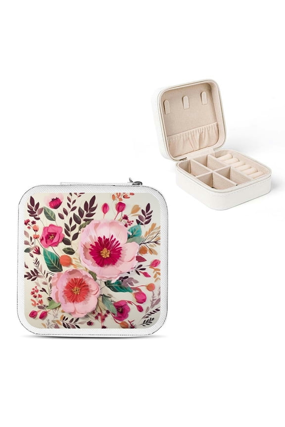 Flowers Jewelry Box for Mother's Day Gifts, Bridesmaid and Travel Essential, Store Necklace, Ring, Earring White