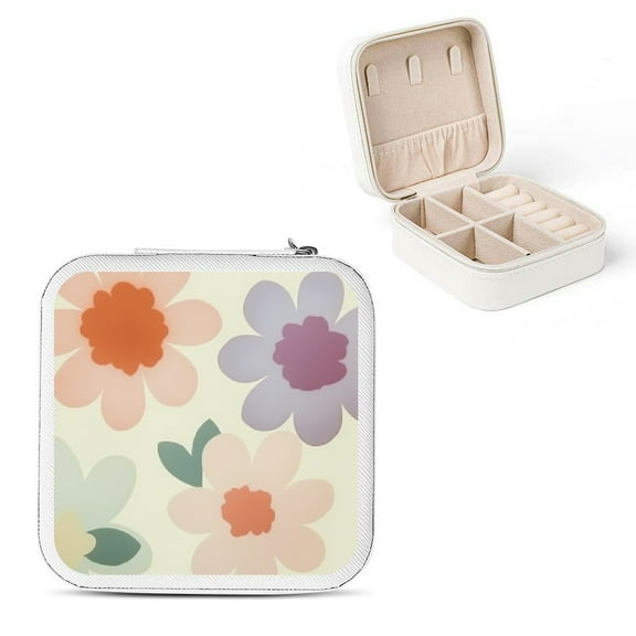 Shiartex Flowers Jewelry Case Organizer for Necklace, Ring, and Earring Storage with High Capacity and Portable Design White