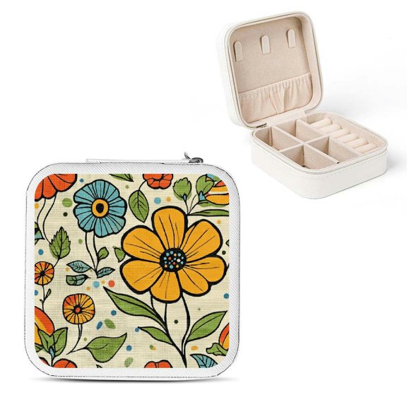 Shiartex Flowers Ladybug Whimsical Travel Jewelry Box Case for Necklace Ring Earring White