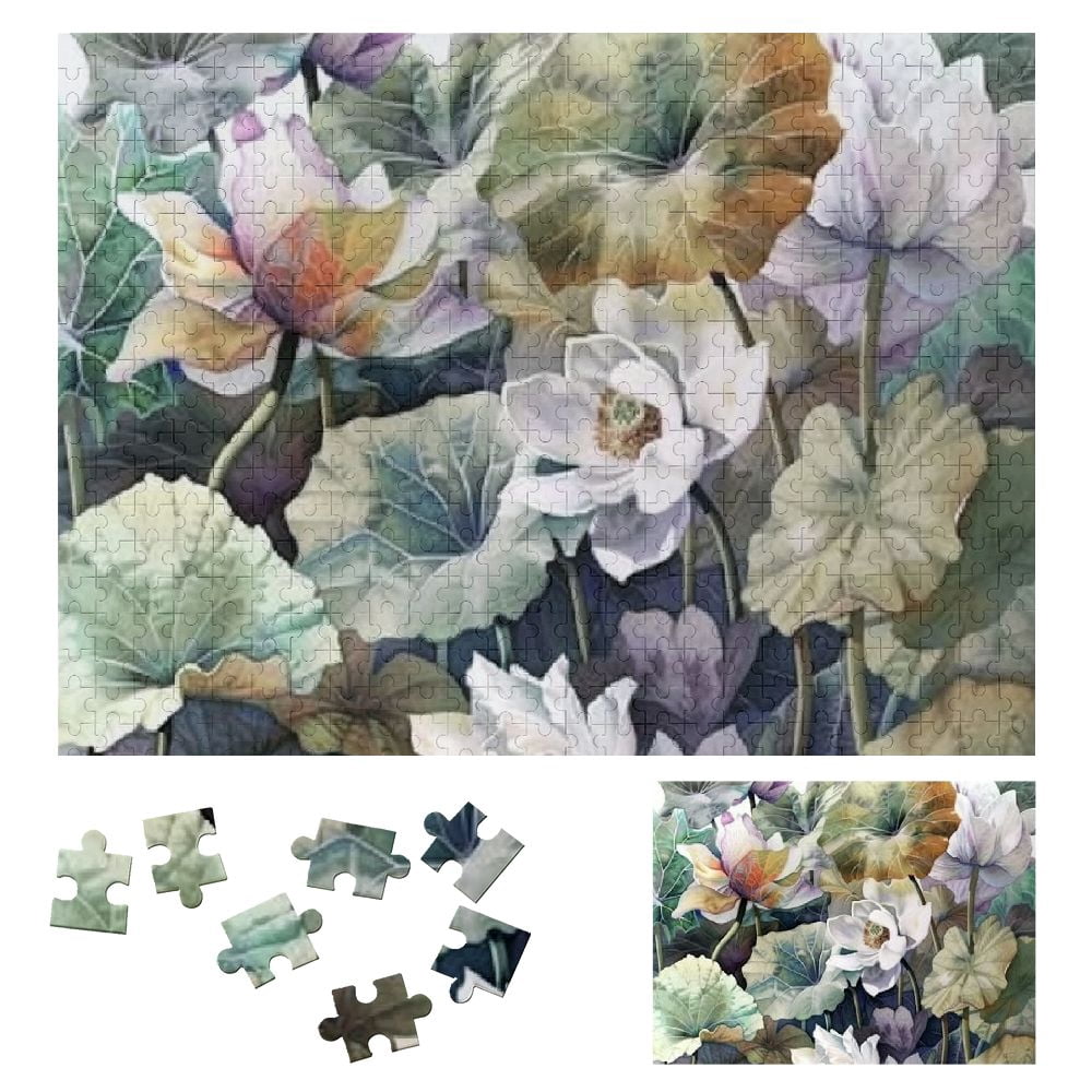 Shiartex Flowers Leaves Watercolor Painting Wooden Jigsaw Puzzle for ...