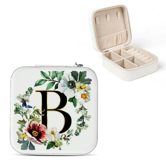 Shiartex Flowers Monogram Jewelry Box for Necklace Ring Earring White