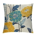 thumbnail image 1 of Shiartex Flowers Outdoor Pillow Covers , Teal Grey Mustard Yellow Floral Decorative Throw Pillows Cover,Spring Summer Navy blue Leaf  Square Pillowcase Decor Gifts for Home Patio Couch Sofa, 1 of 5