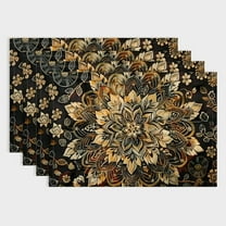 Shiartex Flowers Tapestry Art Linen Cloth Placemats for Dining Table - Set of 4, Perfect for Birthday Parties, Christmas, Restaurants, Buffets & Home Decoration 18x12in